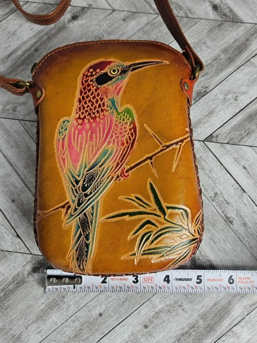 Anuschka Hand-Painted Leather Bird Shoulder Bag Crossbody Purse Small - Picture 7 of 10